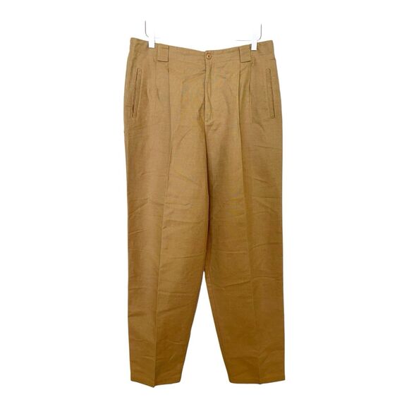 Liz Claiborne VTG High Rise Pleated Linen Blend Trousers Pants Brown Sz 16 - Picture 1 of 4